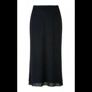 Virgo, Crepe Chiffon Black A Line Midi Skirt Size Xl Nwot